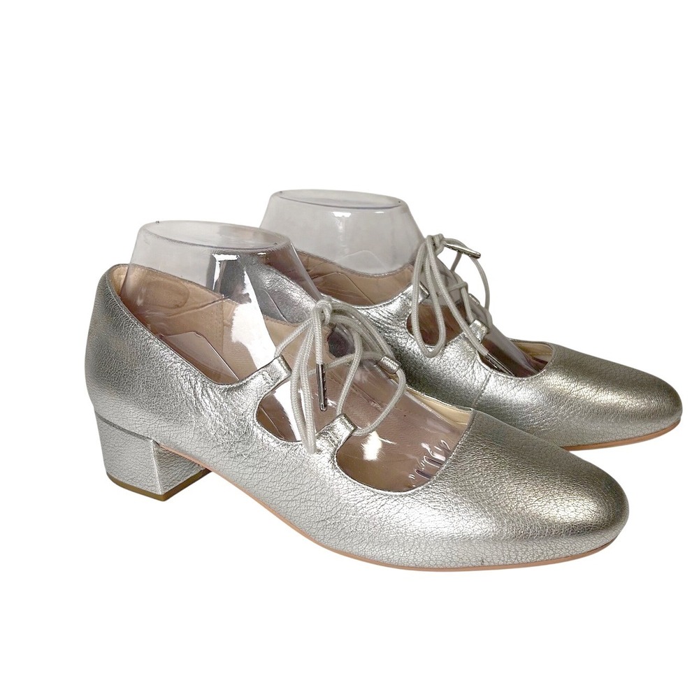 women's silver clark's leather orabella sophia pumps mary janes 8.5 lace up‎